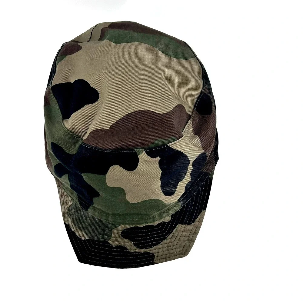 French Military Woodland Camo Patrol Cap Cadet Hat Size 61 Green Brown Camo - Picture 5 of 7